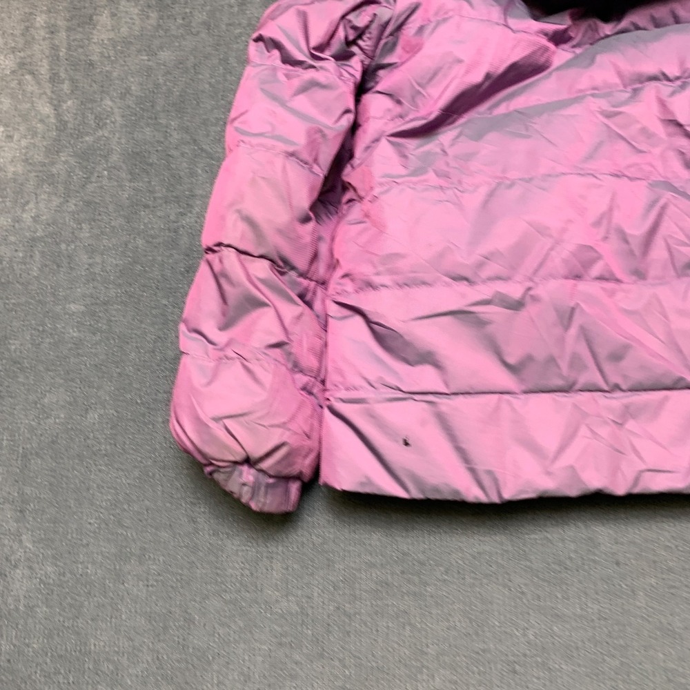 The North Face Puffer Jacket Girls XS Purple Hooded Long Sleeve Winter Full Zip - Picture 9 of 12